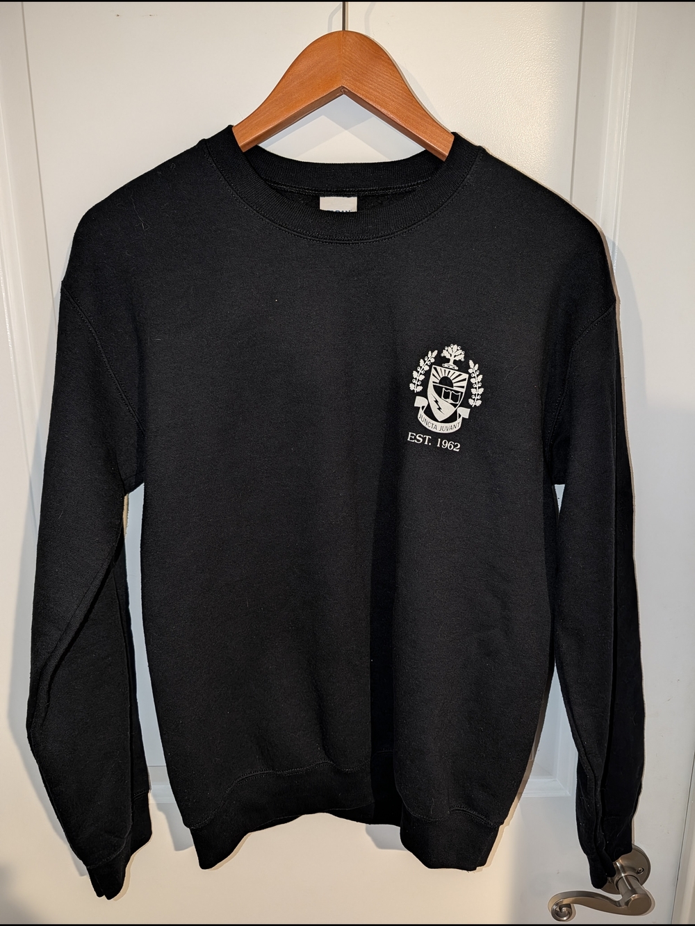 ⭐ 3 For $20⭐ Black Crewneck Sweatshirt with White Crest Print
